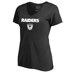 Las Vegas Raiders Women's Vintage Team Lockup V-Neck T-Shirt - Black for sale