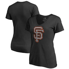 San Francisco Giants Women's Static Logo V-Neck T-Shirt - Black