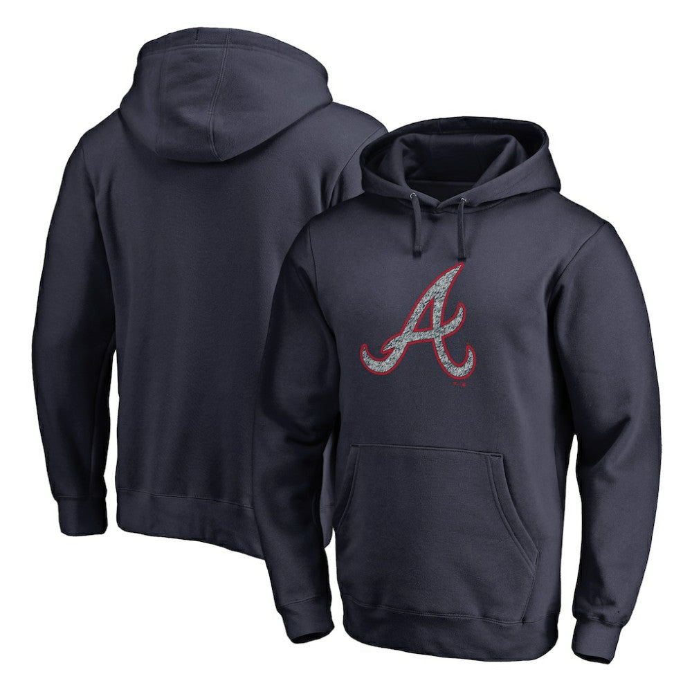 Atlanta Braves Static Logo Pullover Hoodie - Navy