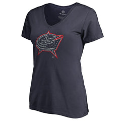 Columbus Blue Jackets Women's Static Logo V-Neck T-Shirt Navy