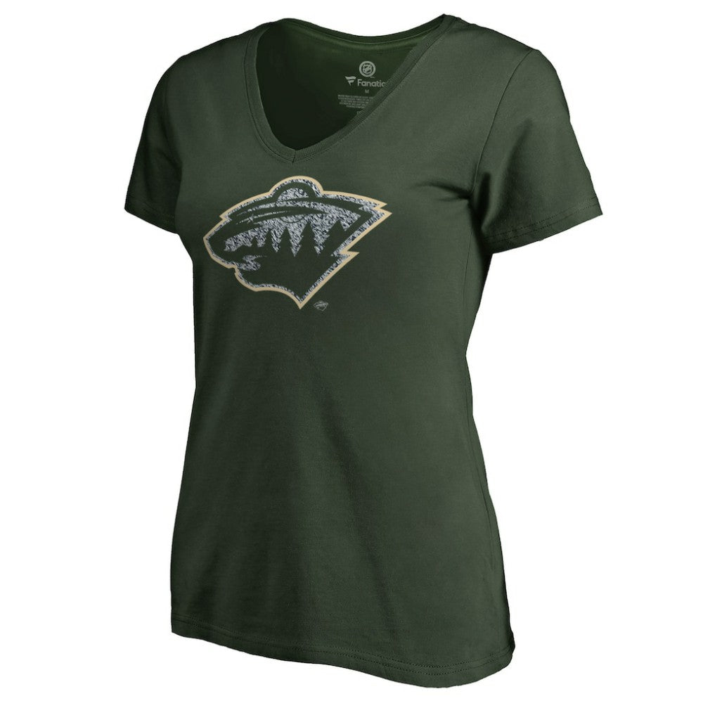 Minnesota Wild Women's Static Logo V-Neck T-Shirt Green