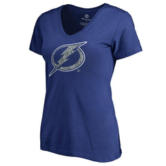 Tampa Bay Lightning Women's Static Logo V-Neck T-Shirt Blue