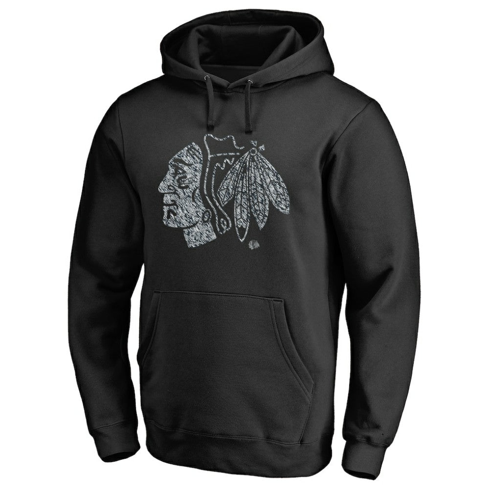 Chicago Blackhawks Static Logo Pullover Hoodie Black