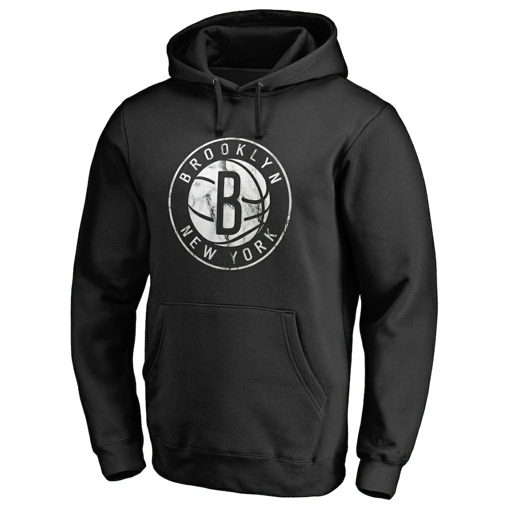 Brooklyn Nets Marble Logo Pullover Hoodie - Black sale