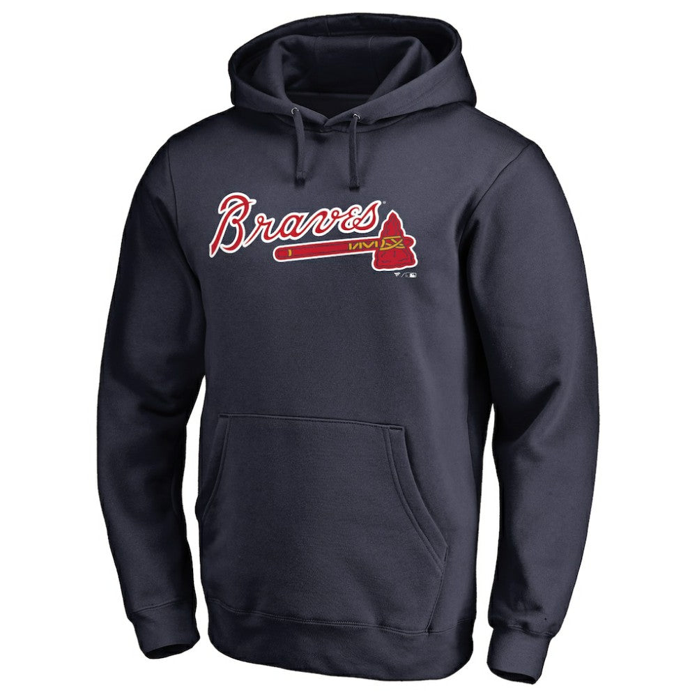 Atlanta Braves Official Wordmark Fitted Pullover Hoodie - Navy
