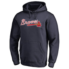 Atlanta Braves Official Wordmark Fitted Pullover Hoodie - Navy