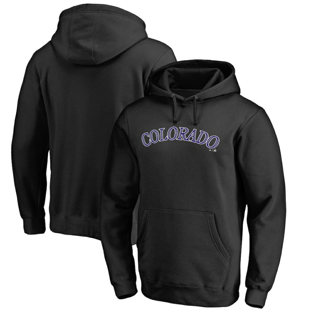 Colorado Rockies Official Wordmark Fitted Pullover Hoodie - Black