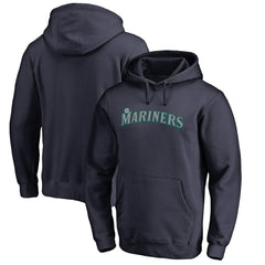 Seattle Mariners Official Wordmark Fitted Pullover Hoodie - Navy