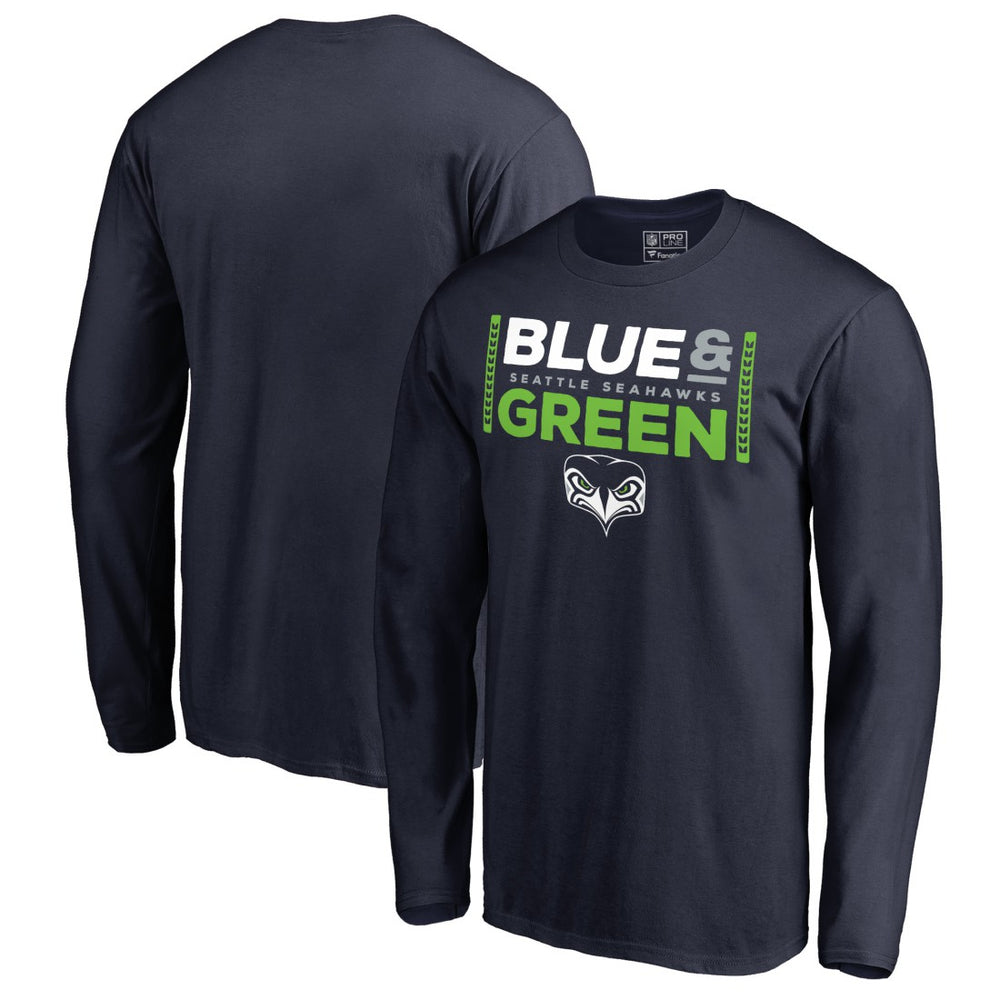 Seattle Seahawks Alternate Team Logo Gear Blue & Green Long Sleeve T-Shirt - College Navy on sale