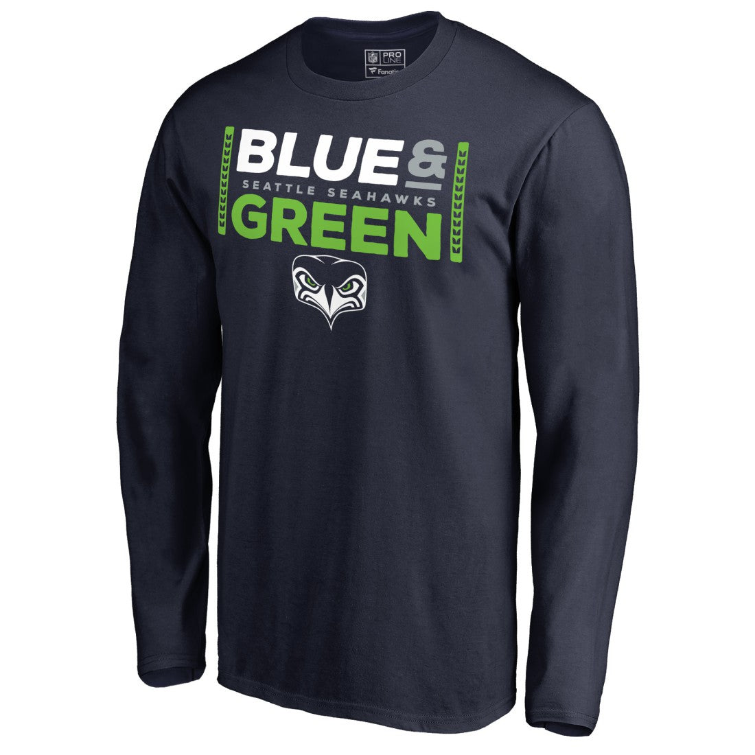 Seattle Seahawks Alternate Team Logo Gear Blue & Green Long Sleeve T-Shirt - College Navy on sale