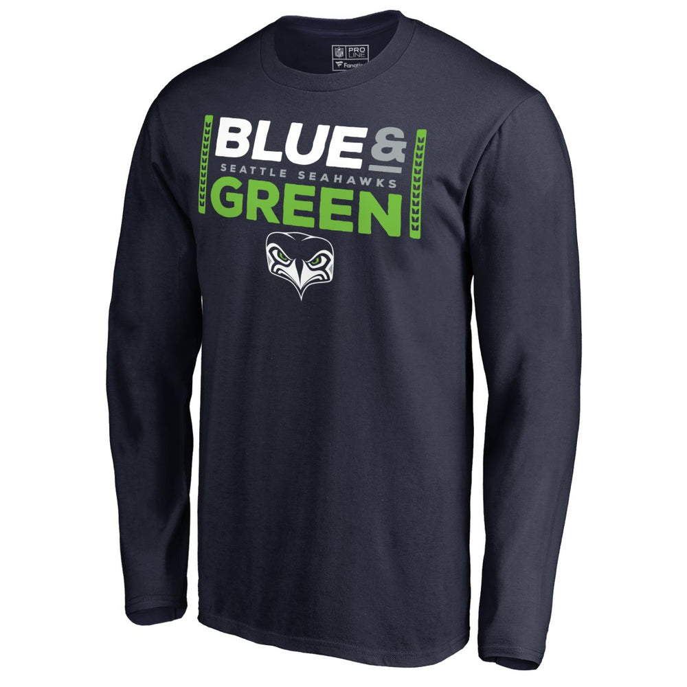 Seattle Seahawks Alternate Team Logo Gear Blue & Green Long Sleeve T-Shirt - College Navy on sale