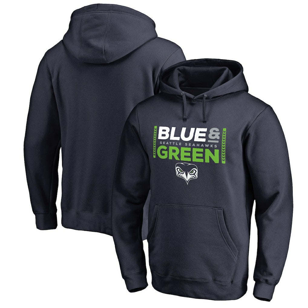 Seattle Seahawks Alternate Team Logo Gear Blue & Green Pullover Hoodie - College Navy discount