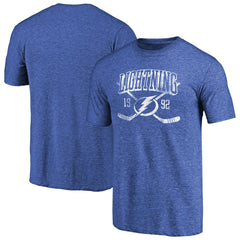 Tampa Bay Lightning Vintage Collection Line Shift Tri-Blend T-Shirt Heathered Blue