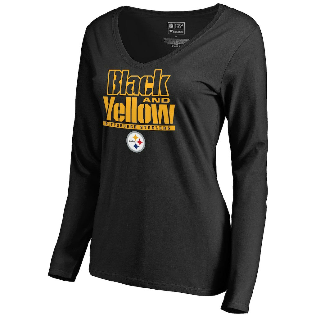 Pittsburgh Steelers Women's Hometown Collection Long Sleeve V-Neck T-Shirt - Black cheap