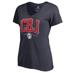 Columbus Blue Jackets Women's Fan Favorite Team Slogan V-Neck T-Shirt Navy