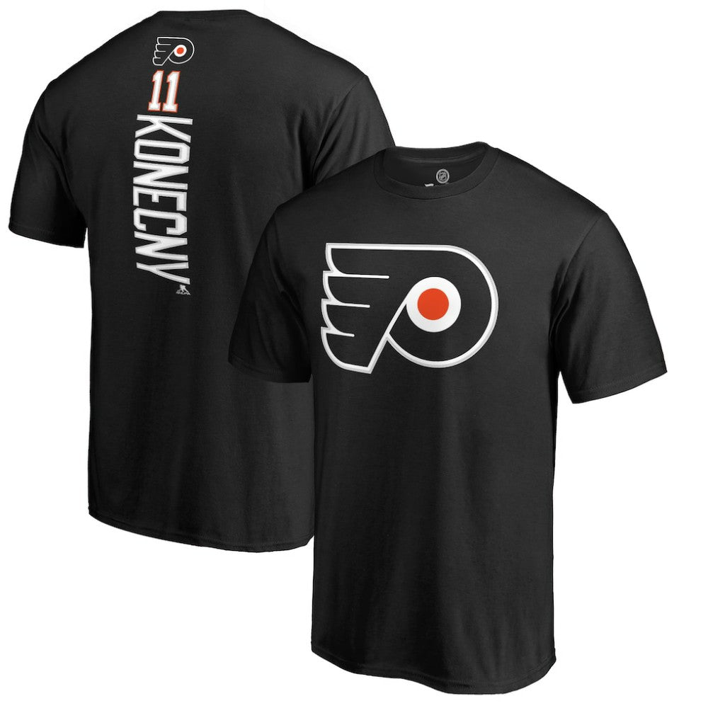 Travis Konecny Philadelphia Flyers Team Logo Backer Name & Number T-Shirt Black