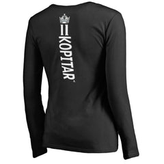 Anze Kopitar Los Angeles Kings Women's Backer Name & Number Slim Fit Long Sleeve V-Neck T-Shirt Black