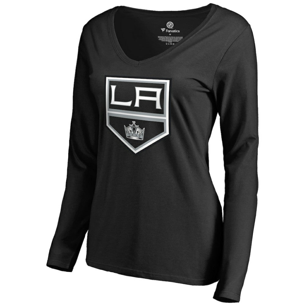 Drew Doughty Los Angeles Kings Women's Backer Name & Number Slim Fit Long Sleeve V-Neck T-Shirt Black