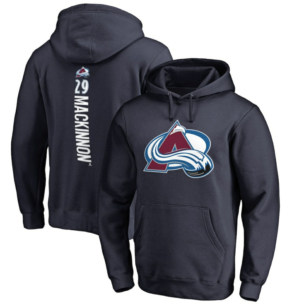 Nathan MacKinnon Colorado Avalanche Backer Name & Number Pullover Hoodie Navy
