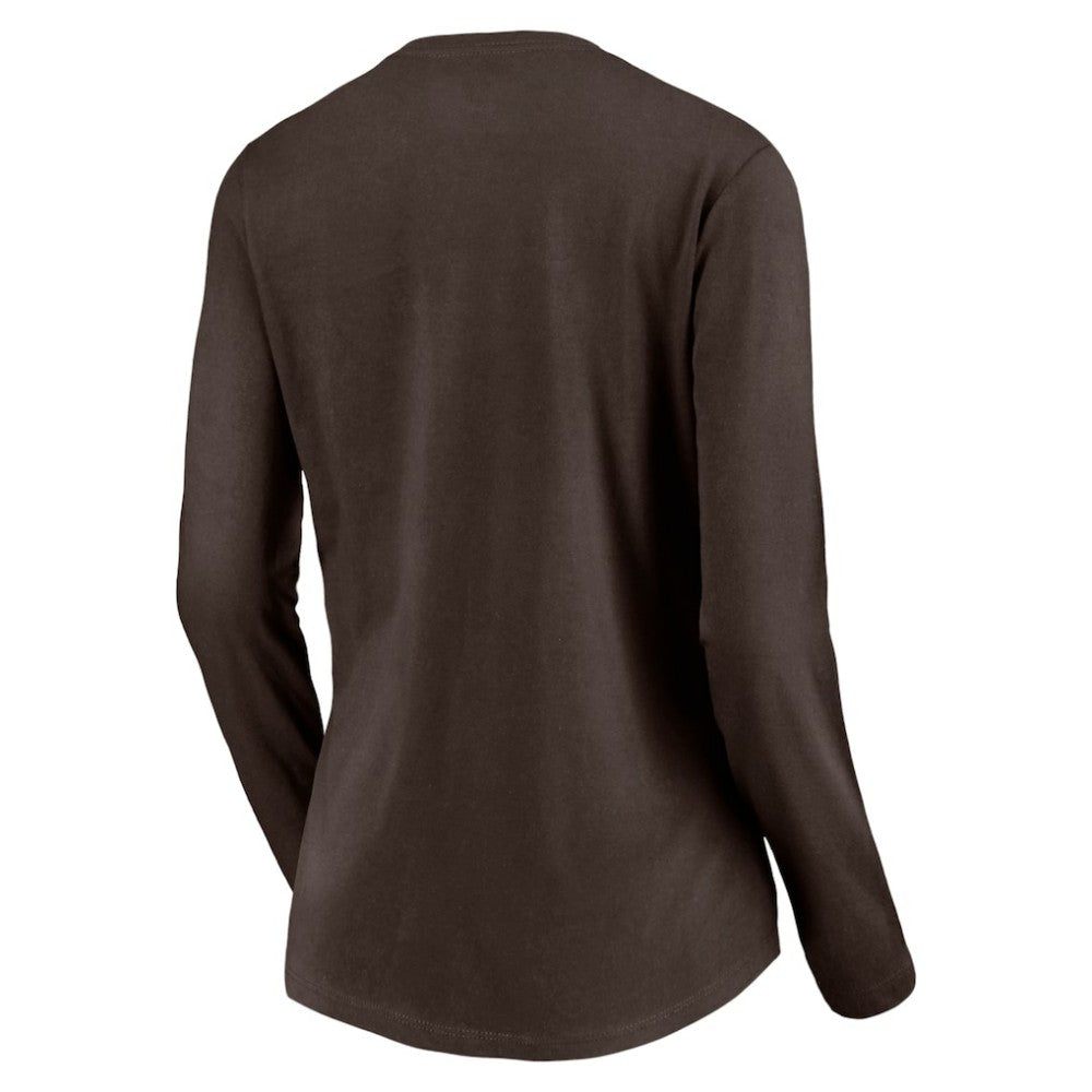 San Diego Padres Women's Cooperstown Collection Wahconah Long Sleeve V-Neck T-Shirt - Brown
