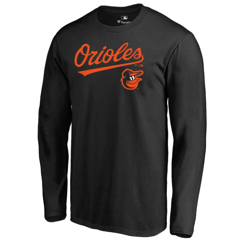 Baltimore Orioles Team Lockup Long Sleeve T-Shirt - Black