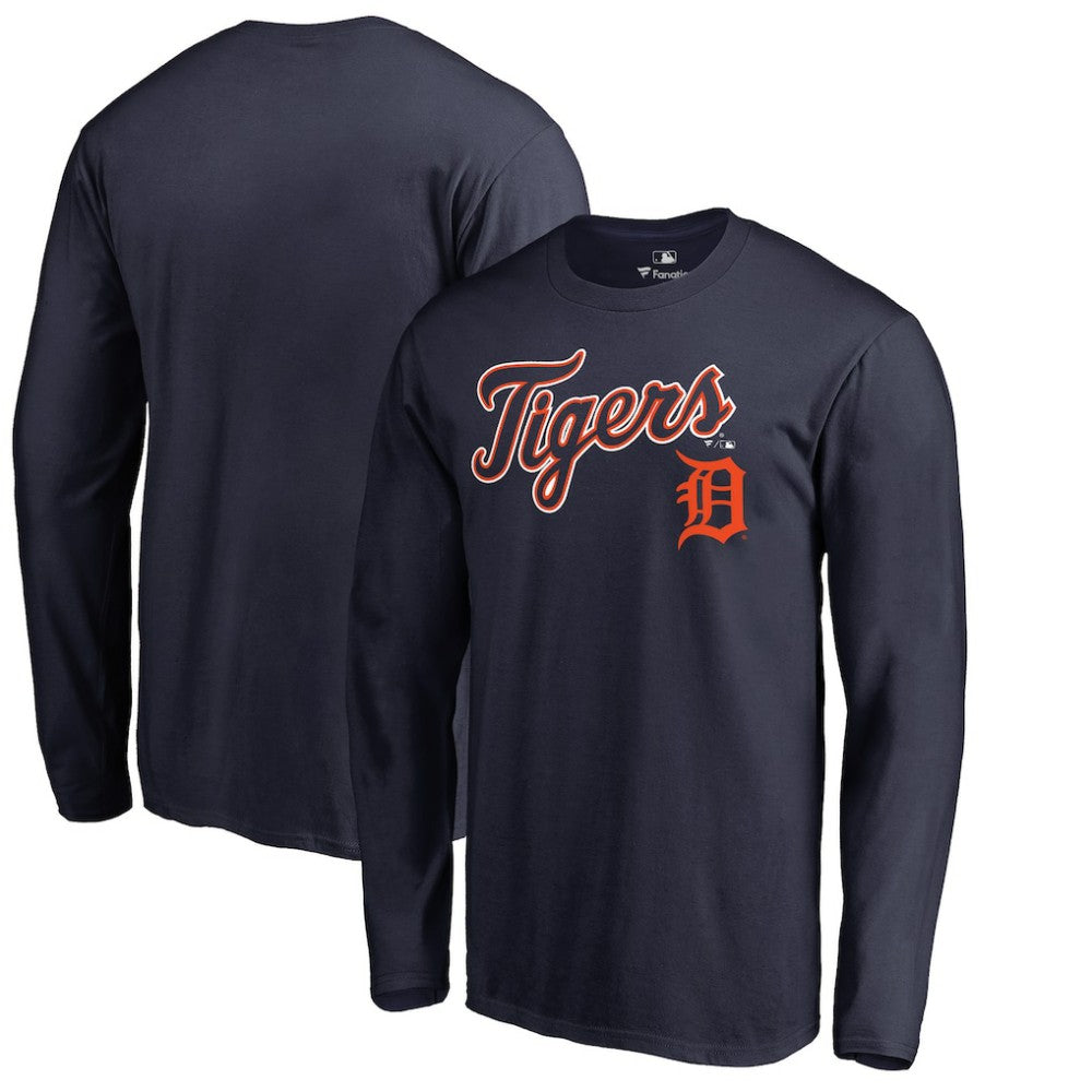 Detroit Tigers Team Lockup Long Sleeve T-Shirt - Navy