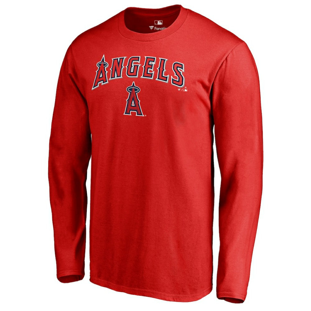 Los Angeles Angels Team Lockup Long Sleeve T-Shirt - Red