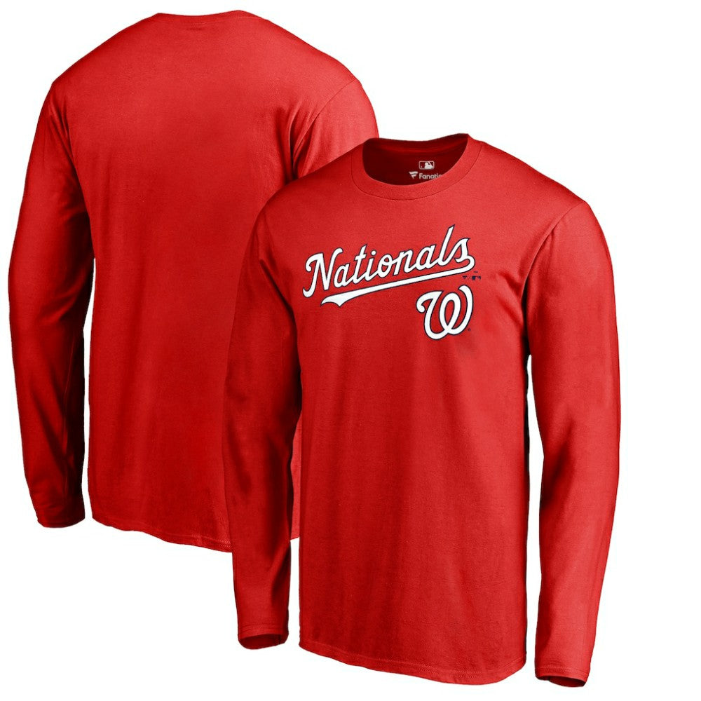 Washington Nationals Team Lockup Long Sleeve T-Shirt - Red
