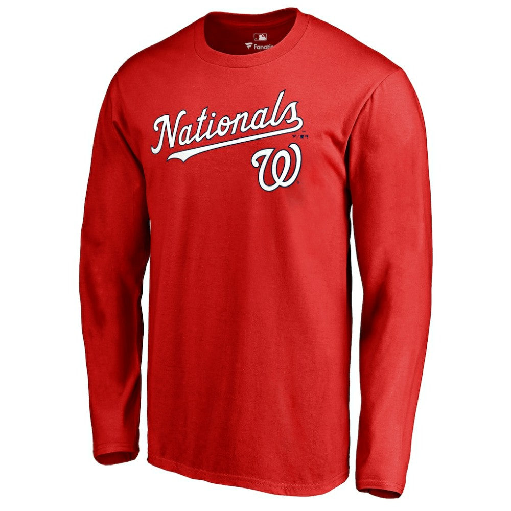 Washington Nationals Team Lockup Long Sleeve T-Shirt - Red