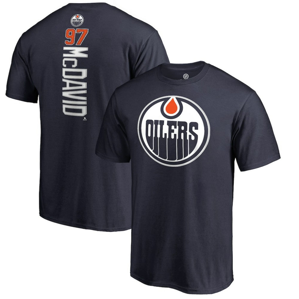 Connor McDavid Edmonton Oilers Backer Name & Number T-Shirt Navy