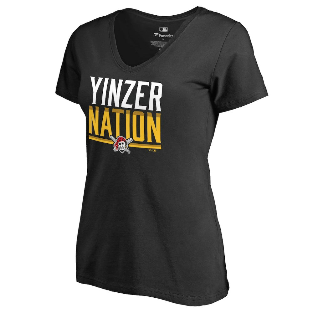 Pittsburgh Pirates Women's Hometown Collection Yinzer Nation V-Neck T-Shirt - Black