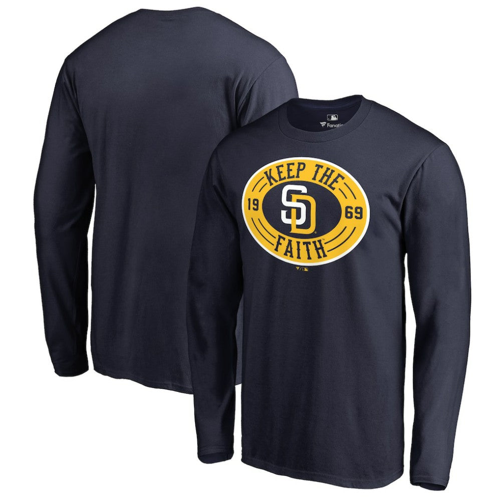 San Diego Padres Hometown Collection Keep the Faith Long Sleeve T-Shirt - Navy