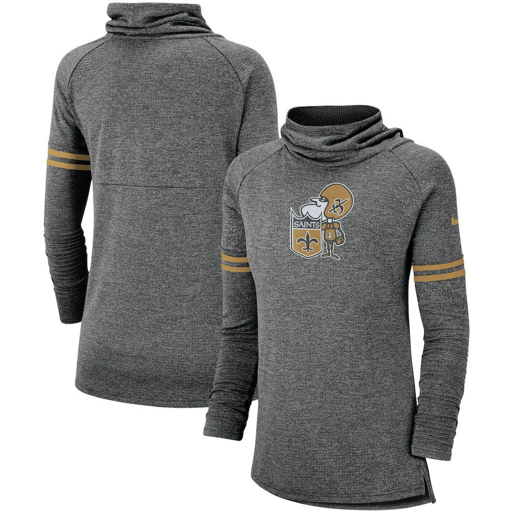 New Orleans Saints Women's Historic Marks Long Sleeve Tri-Blend Funnel Sweatshirt - Black | Nike for sale