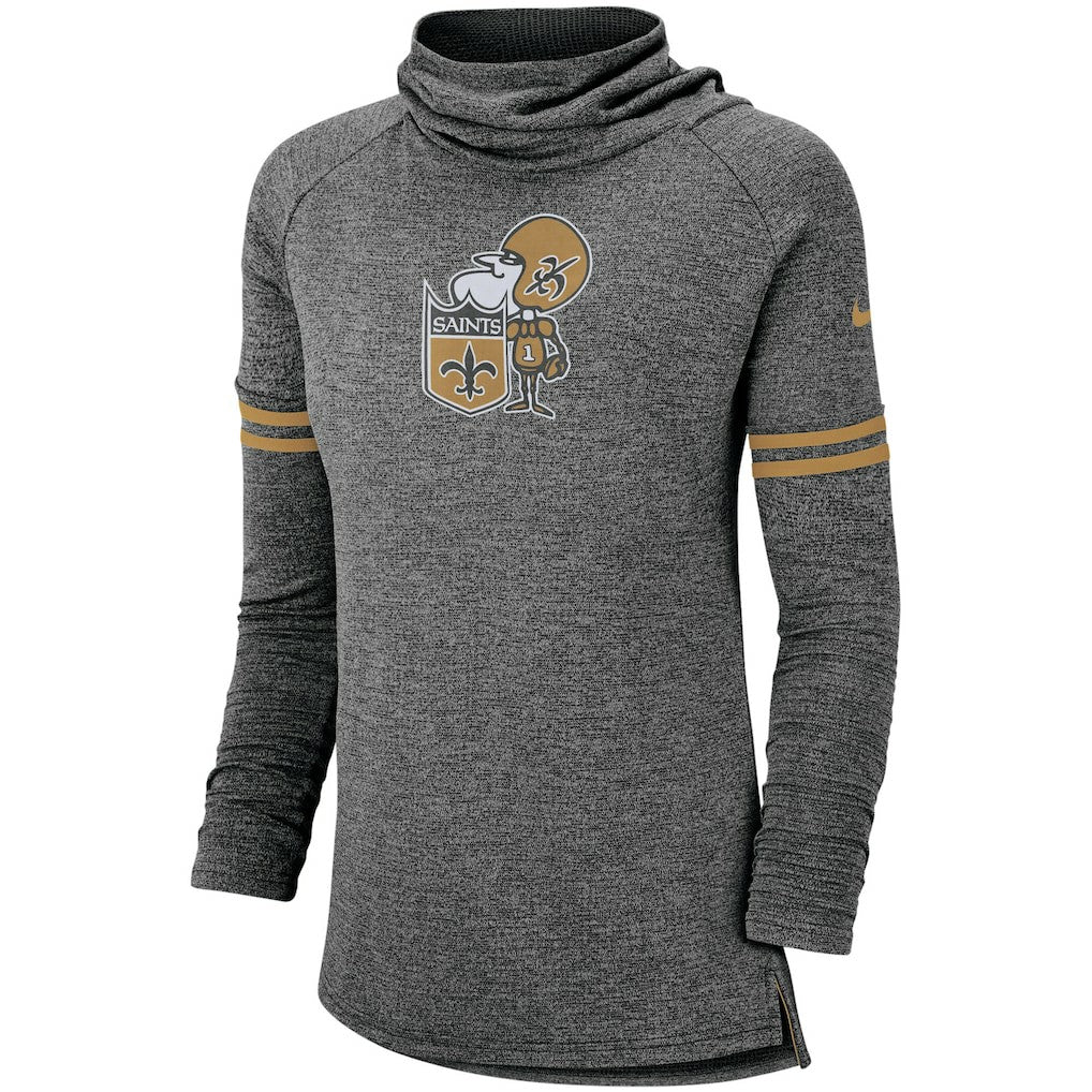 New Orleans Saints Women's Historic Marks Long Sleeve Tri-Blend Funnel Sweatshirt - Black | Nike for sale