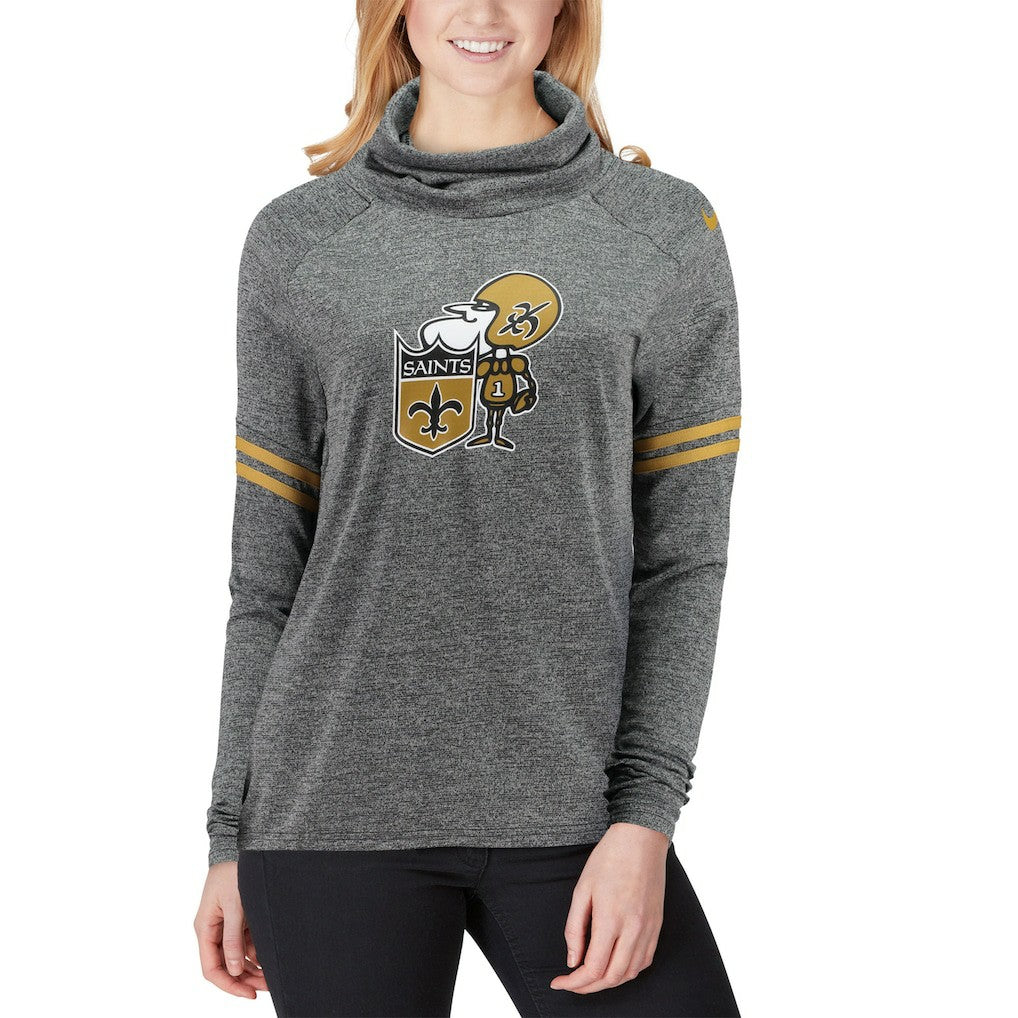 New Orleans Saints Women's Historic Marks Long Sleeve Tri-Blend Funnel Sweatshirt - Black | Nike for sale