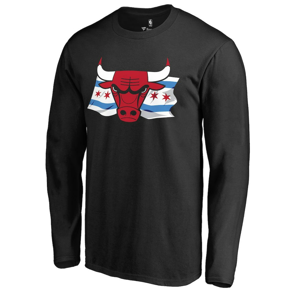 Chicago Bulls Hometown Collection Chicago Flag Long Sleeve T-Shirt sale - Black discount