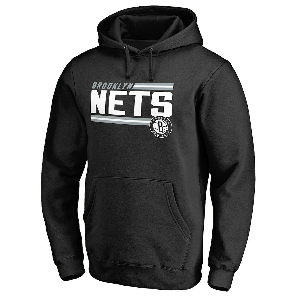 Brooklyn Nets Onside Stripe Pullover Hoodie - Black shop