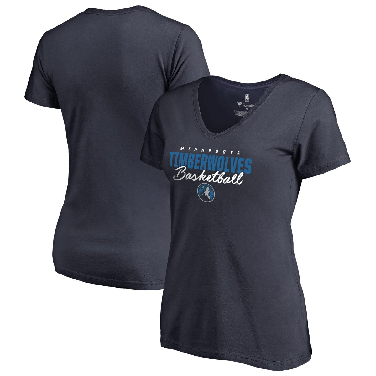 Minnesota Timberwolves Women's Script Assist V-Neck T-Shirt - Navy discount