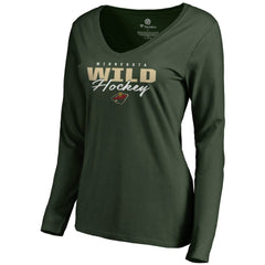 Minnesota Wild Women's Iconic Collection Script Assist Long Sleeve V-Neck T-Shirt Green