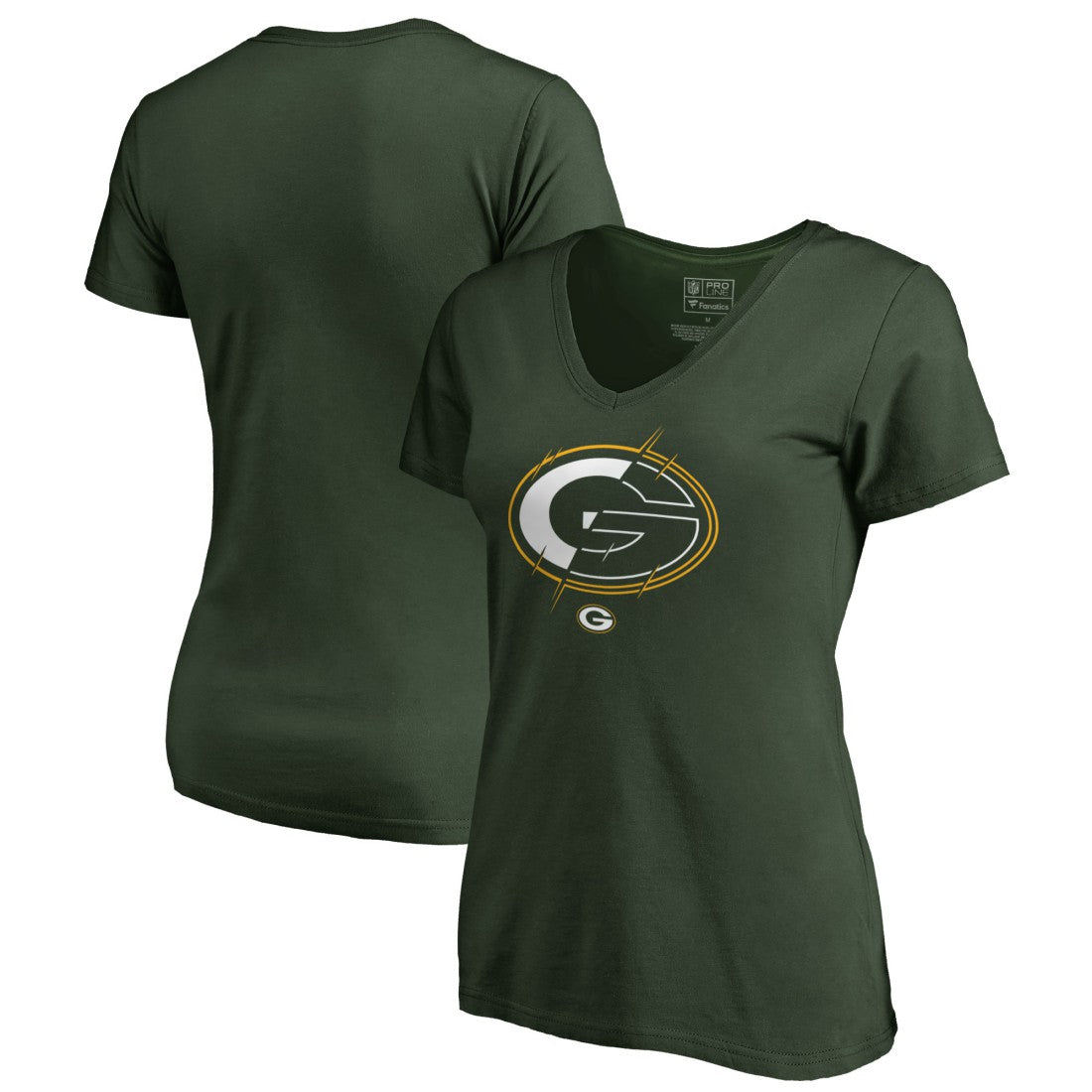 Green Bay Packers Women's X-Ray Slim Fit V-Neck T-Shirt - Green online