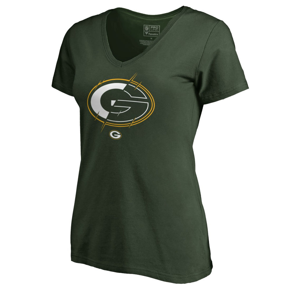 Green Bay Packers Women's X-Ray Slim Fit V-Neck T-Shirt - Green online