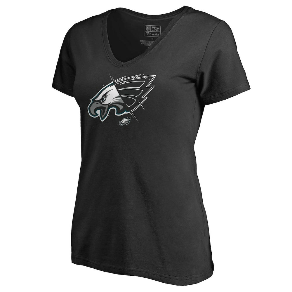 Philadelphia Eagles Women's X-Ray Slim Fit V-Neck T-Shirt - Black on sale