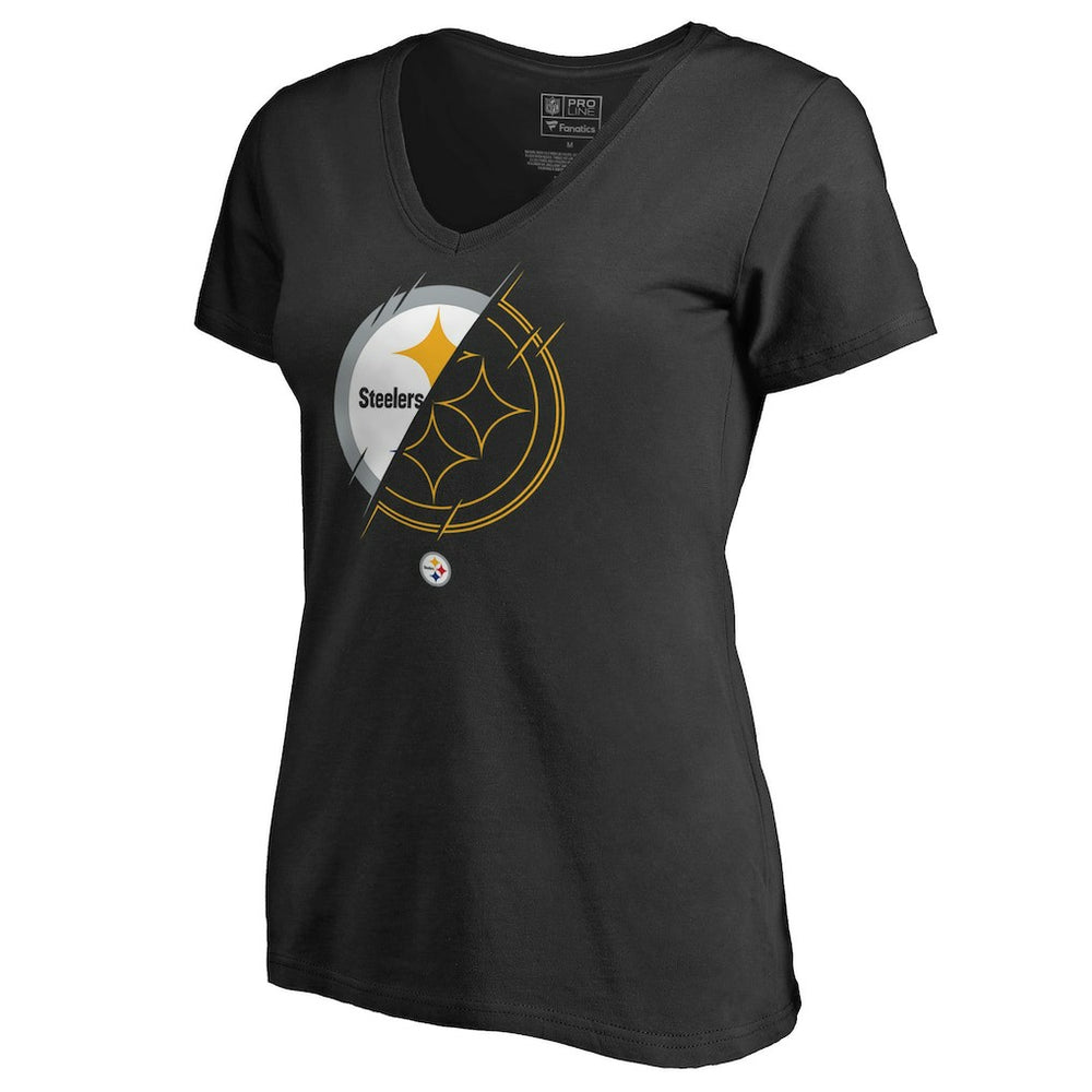 Pittsburgh Steelers Women's X-Ray Slim Fit V-Neck T-Shirt - Black outlet