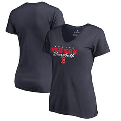 Boston Red Sox Women's Script Assist V-Neck T-Shirt - Navy