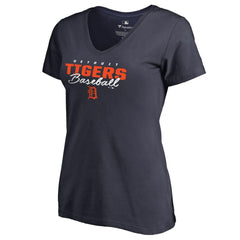 Detroit Tigers Women's Script Assist V-Neck T-Shirt - Navy