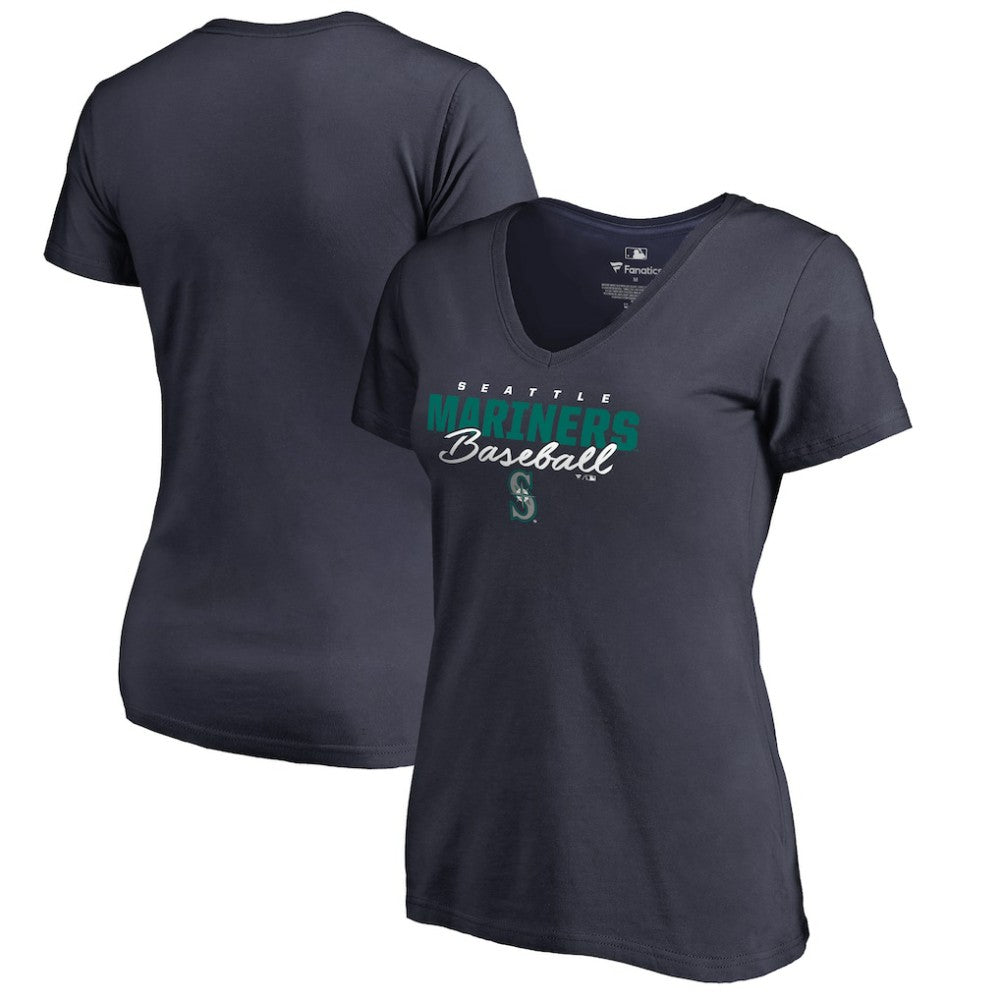 Seattle Mariners Women's Script Assist V-Neck T-Shirt - Navy