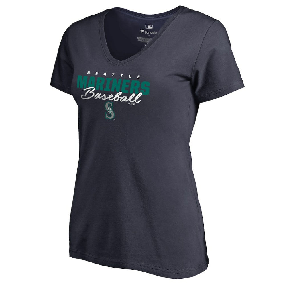 Seattle Mariners Women's Script Assist V-Neck T-Shirt - Navy