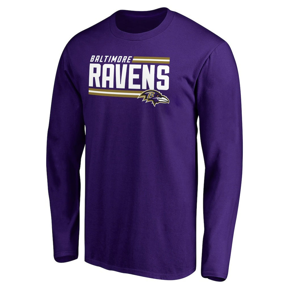 Baltimore Ravens Iconic Collection On Side Stripe Long Sleeve T-Shirt - Purple discount
