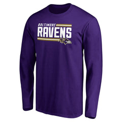 Baltimore Ravens Iconic Collection On Side Stripe Long Sleeve T-Shirt - Purple discount