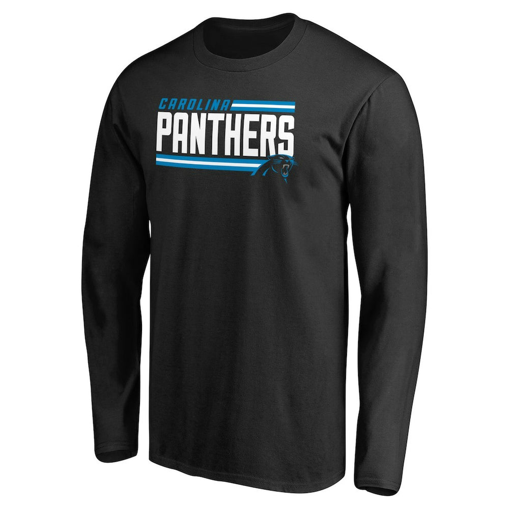 Carolina Panthers Iconic Collection On Side Stripe Long Sleeve T-Shirt - Black outlet